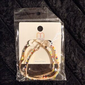 heart gold earrings with beads